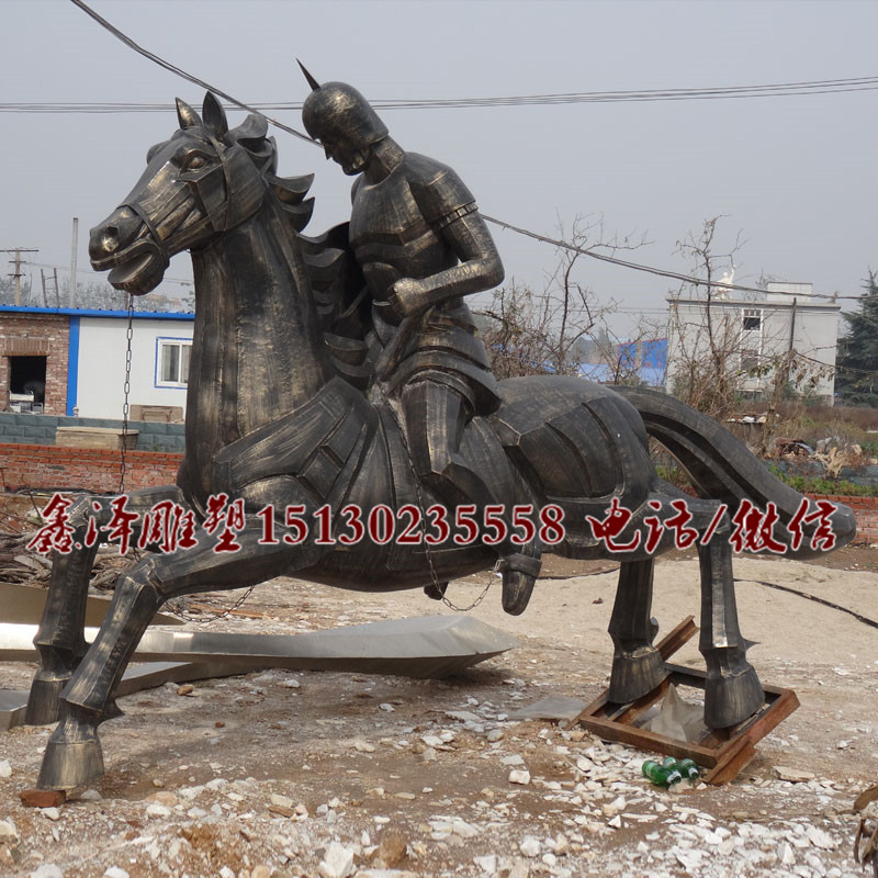 騎馬人雕塑廣場騎士擺件將軍騎馬雕塑鑄銅馬雕塑玻璃鋼仿銅雕塑