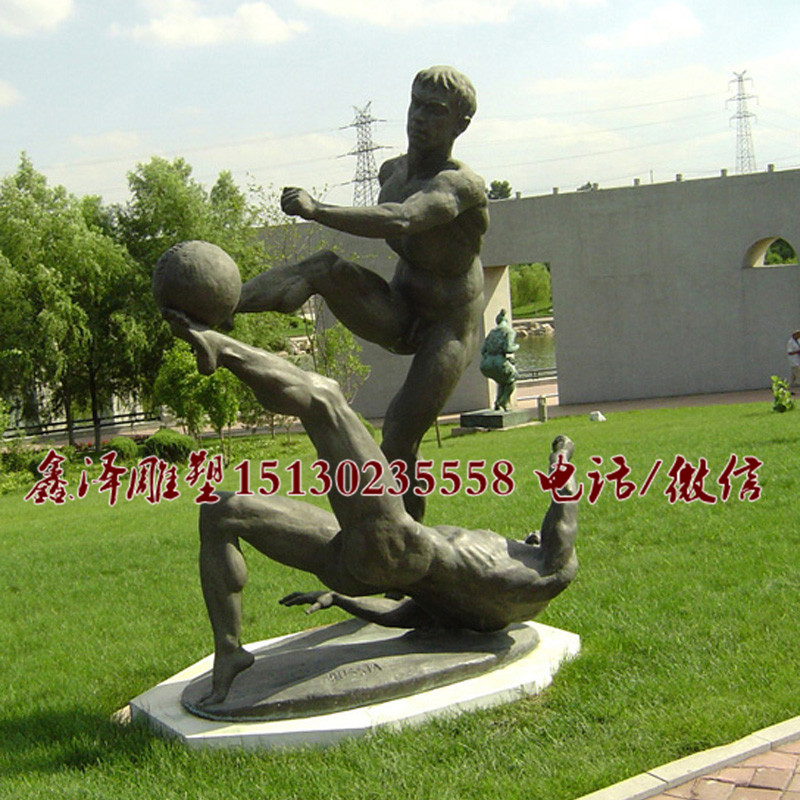 踢足球人物雕塑鑄銅踢球雕塑玻璃鋼樹脂戶外運動健身雕塑擺件